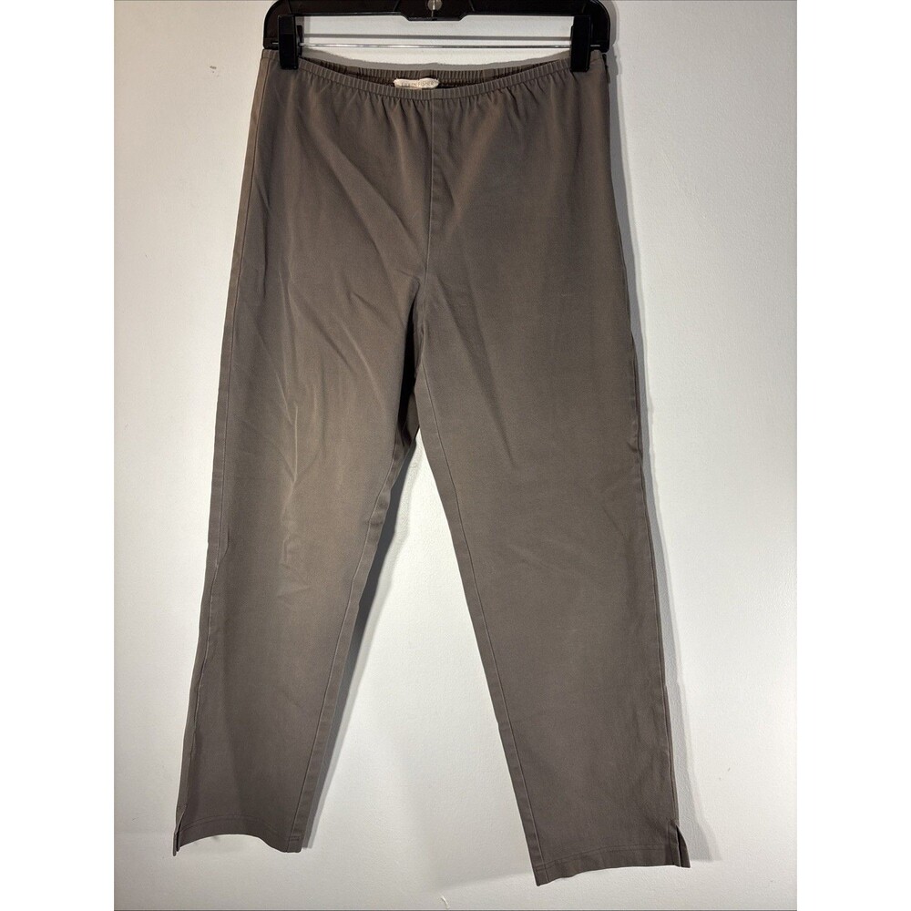 EILEEN  FISHER women’s  Side Zip Organic Cotton Twill Cropped Pants Taupe Sz XS